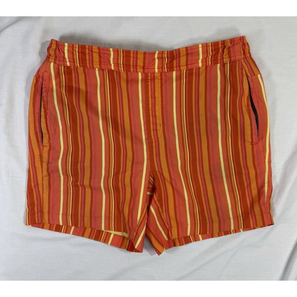 Mack Weldon Orange‎ Stripped Swim Trunks with Pockets Men's Size Medium